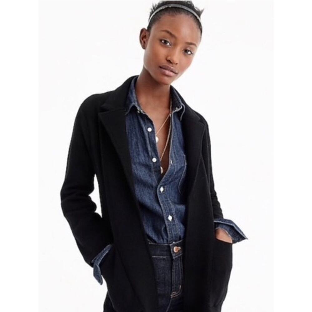 J Crew Sophie Wool Blend Open‎ Front Sweater Blazer Pockets Women’s Size XS